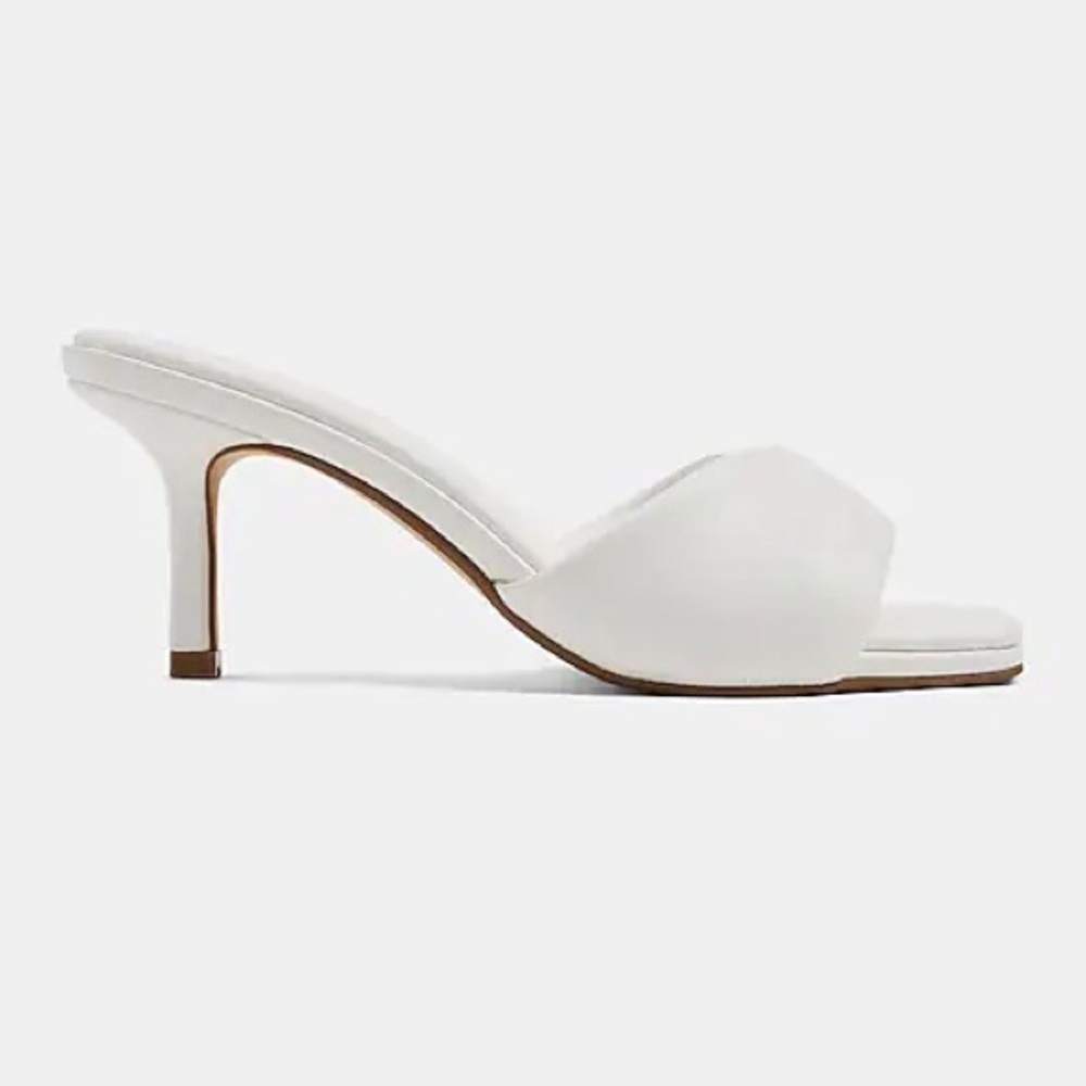 Wrap Band Square Toe Mid Heeled Mule Sandals - Picture 2 of 8